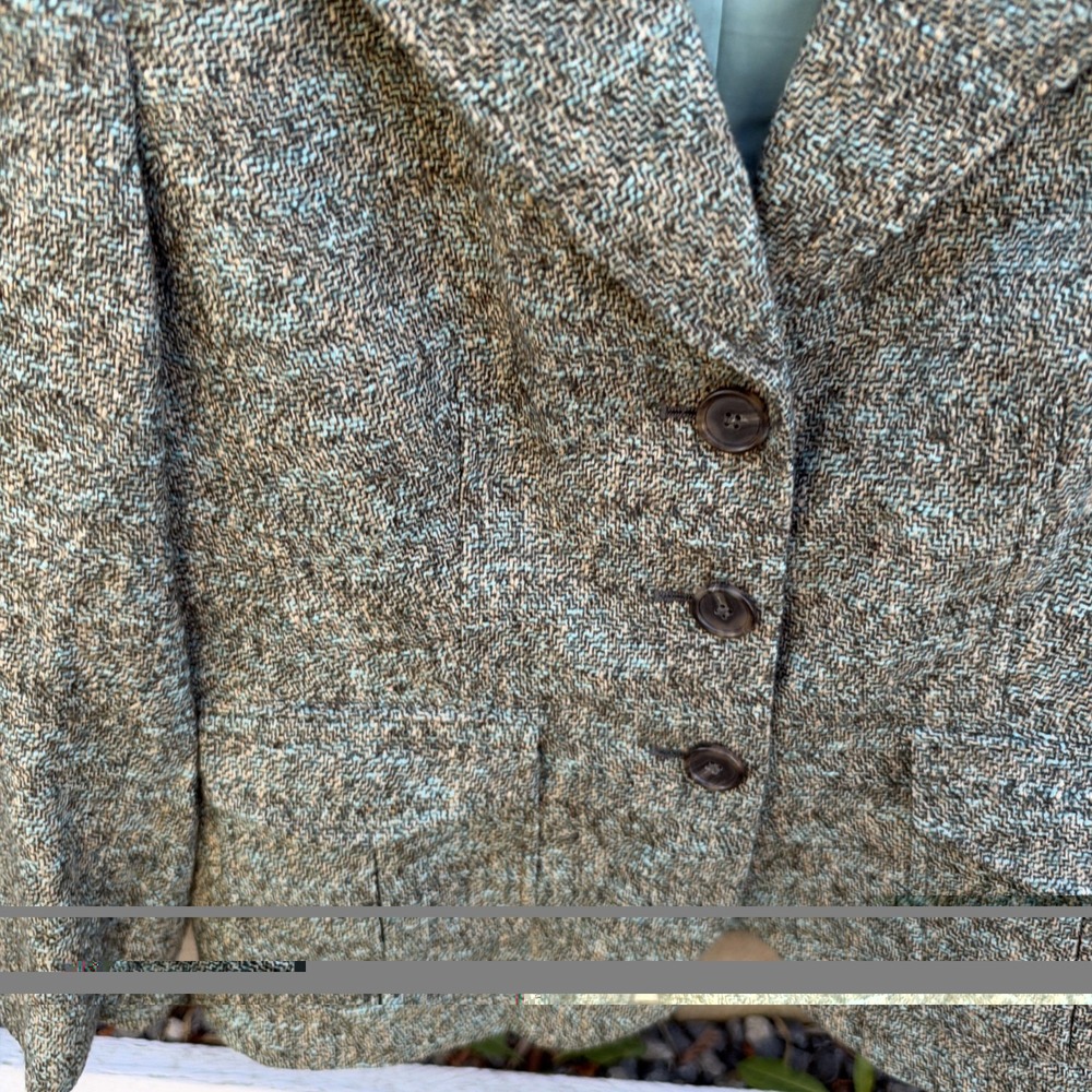 Ann Taylor Green Tweed Wool Blend Blazer Jacket Womens Size 6 Career - Picture 6 of 11